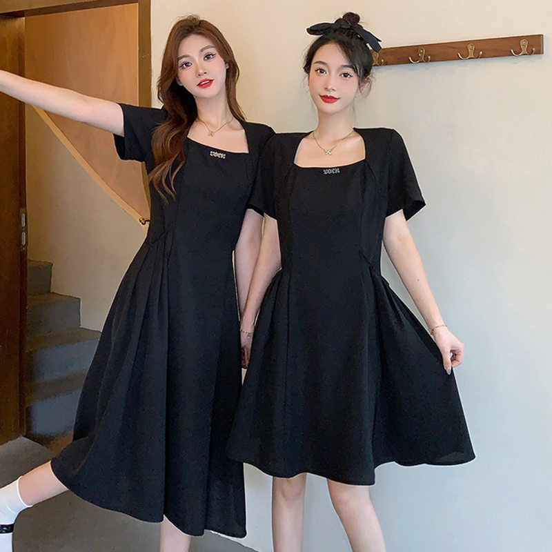 Actual shot of 2024 new summer clothes for fat mm, fashionable and versatile slimming waist bestie wear long and short dresses