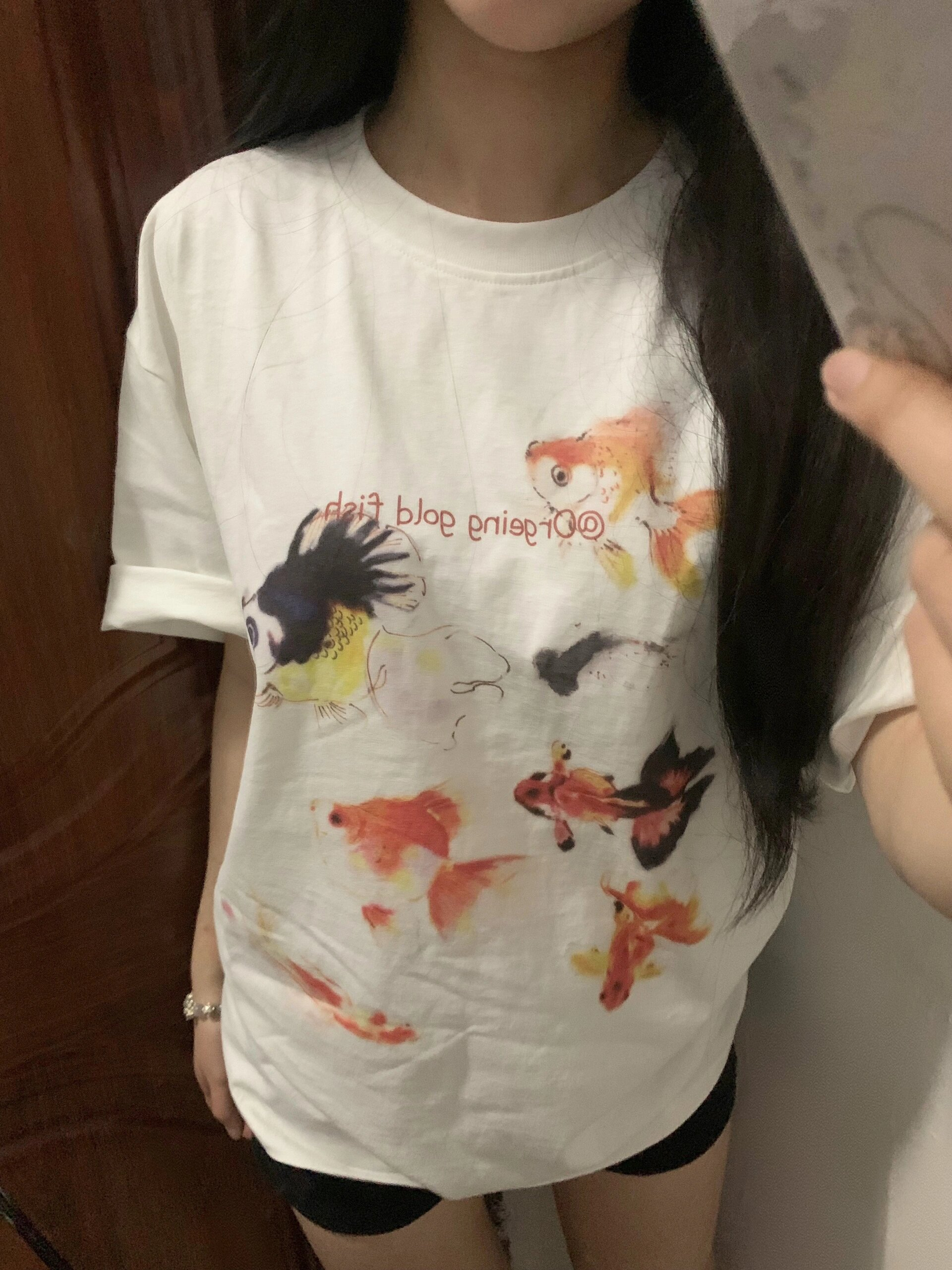 高品質純棉200克精梳緊密100%棉直播同品前印花寬鬆短袖t恤女