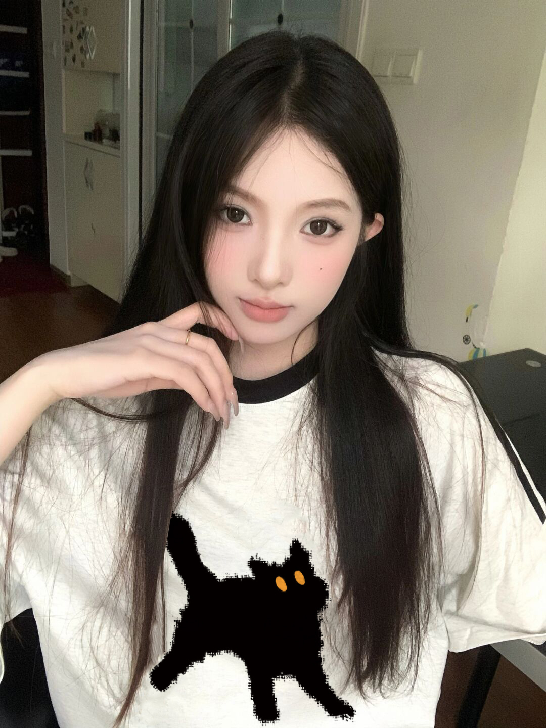 國潮牌撞色三條槓短袖t恤女夏季設計感小眾純棉寬鬆慵懶圓領上衣