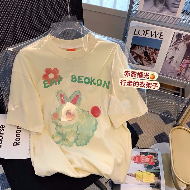 官圖220克/精梳純棉後包領有縫邊S-XXXL夏裝短袖T恤女