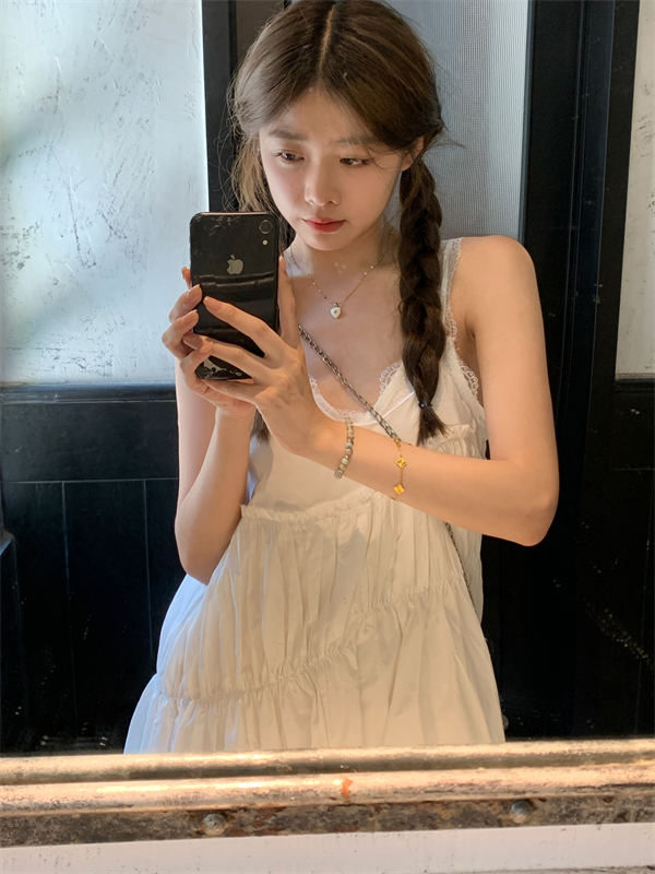 實拍時尚套裝修身吊帶背心純欲寬鬆吊帶連衣裙兩件套