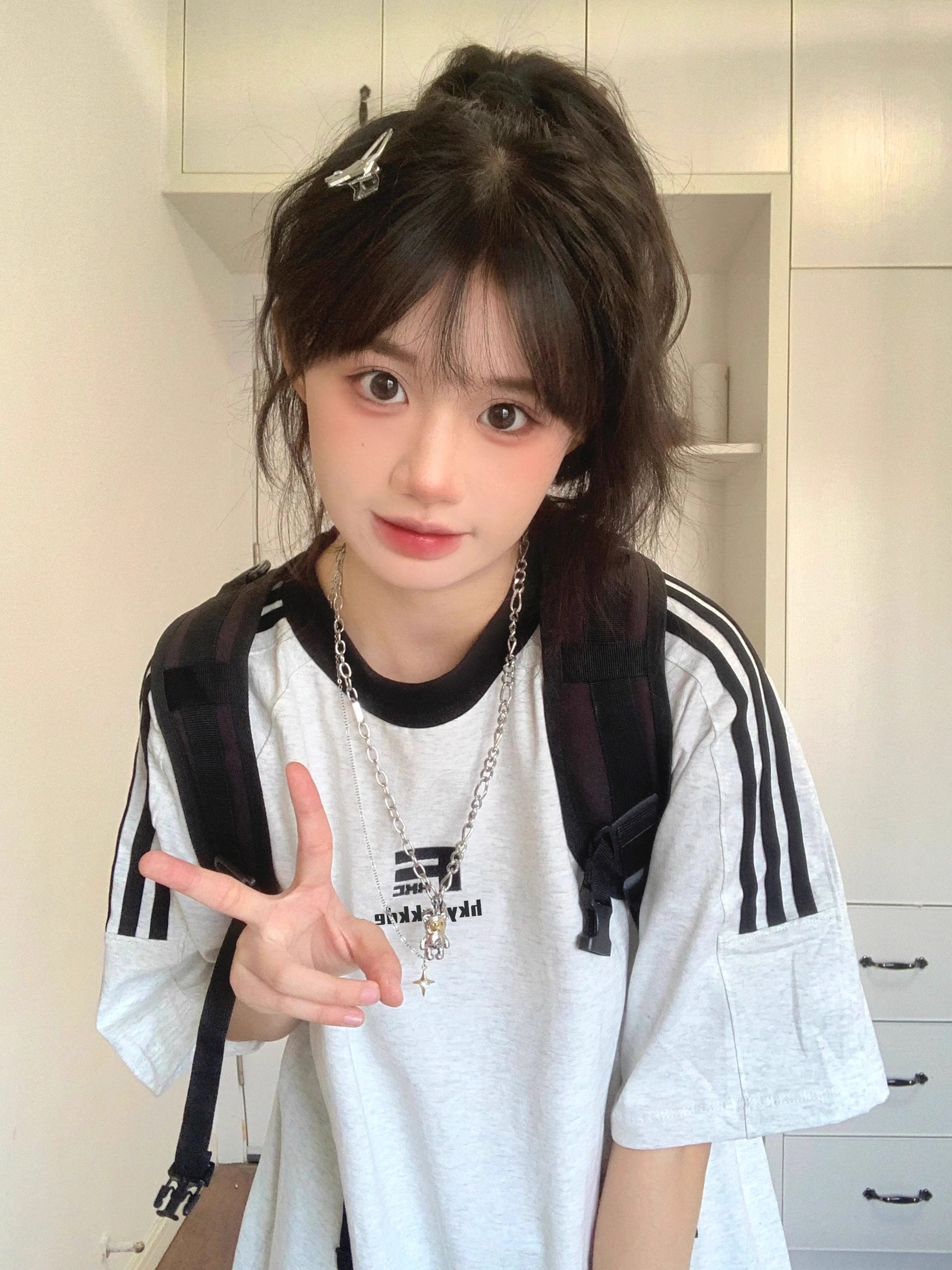 官圖  220克100%棉三條槓 2024年新款夏裝短袖T恤女