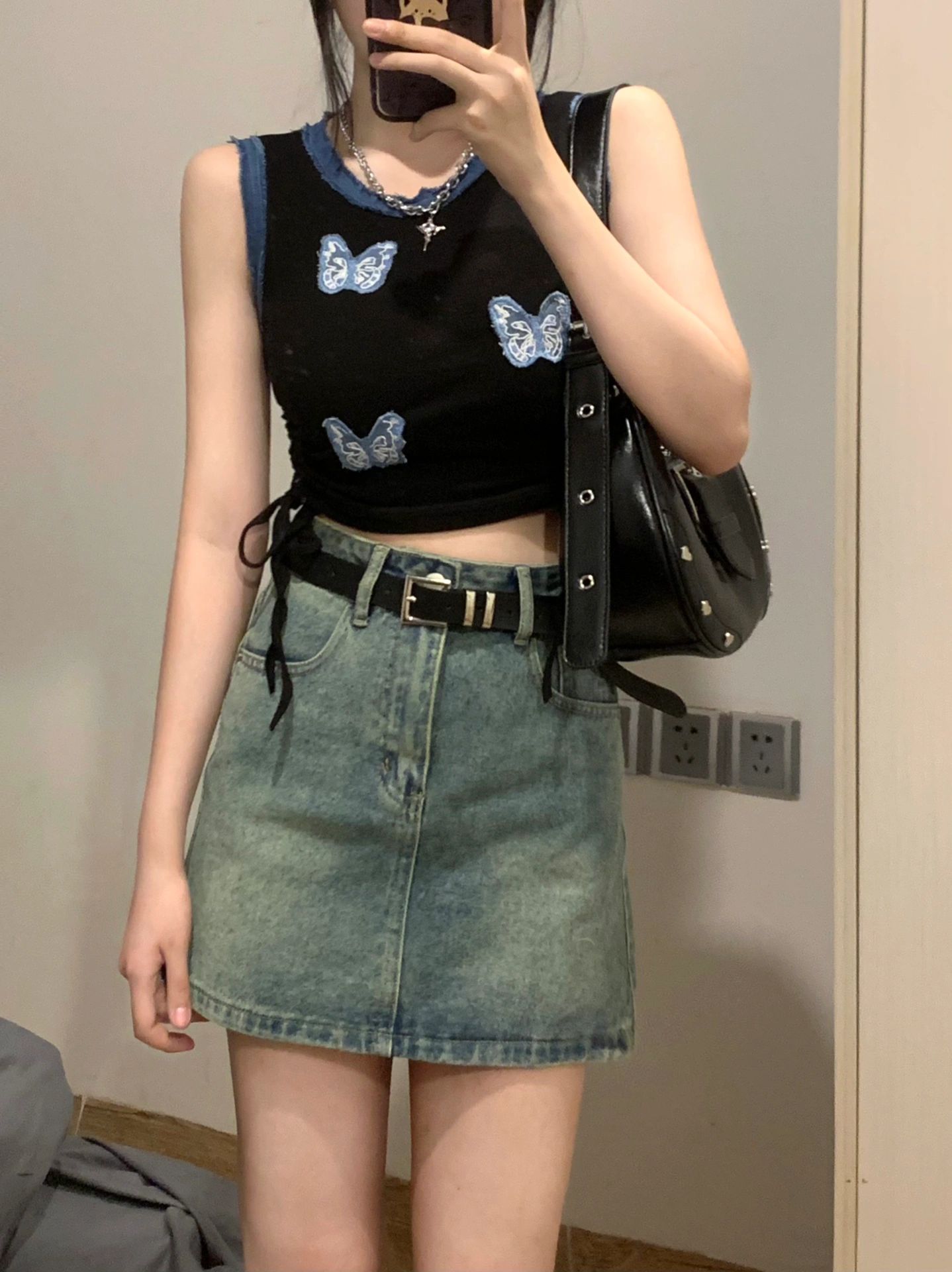 美式復古無袖掛脖運動背心女內搭夏季小個子辣妹性感露臍吊帶上衣