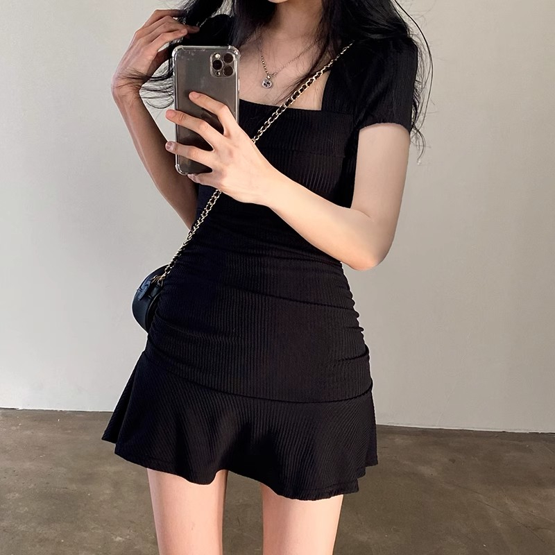 連衣裙娃娃裙A字裙小黑裙t恤女蛋糕裙包臀裙泡泡袖針織短裙