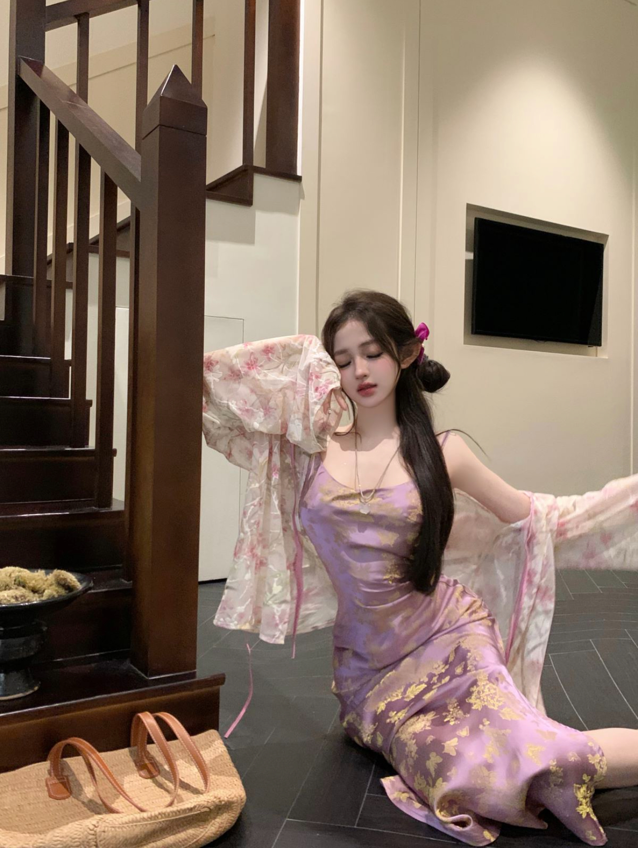 Actual shot of new national style women's clothing, new Chinese style mesh old money style dress suit