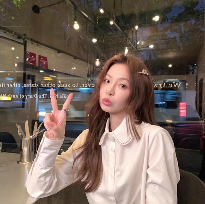 YUYUREAL 可可愛愛 磨毛小圓領短款襯衫學院風花邊純棉襯衣內搭