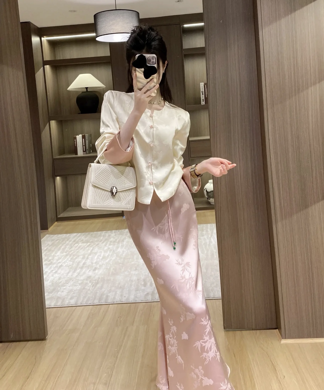 新中式國風小洋裝名媛高端氣質唐裝盤扣上衣半身裙兩件套女