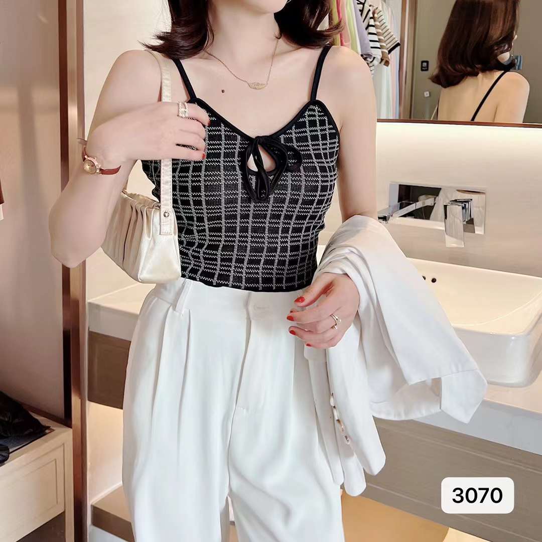 小香風v領吊帶背心女純欲抹胸打底上衣