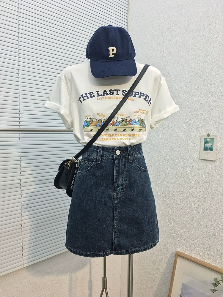 官圖 重磅/精梳純棉 後包領 有縫邊 S-XXXL 夏裝短袖T恤女