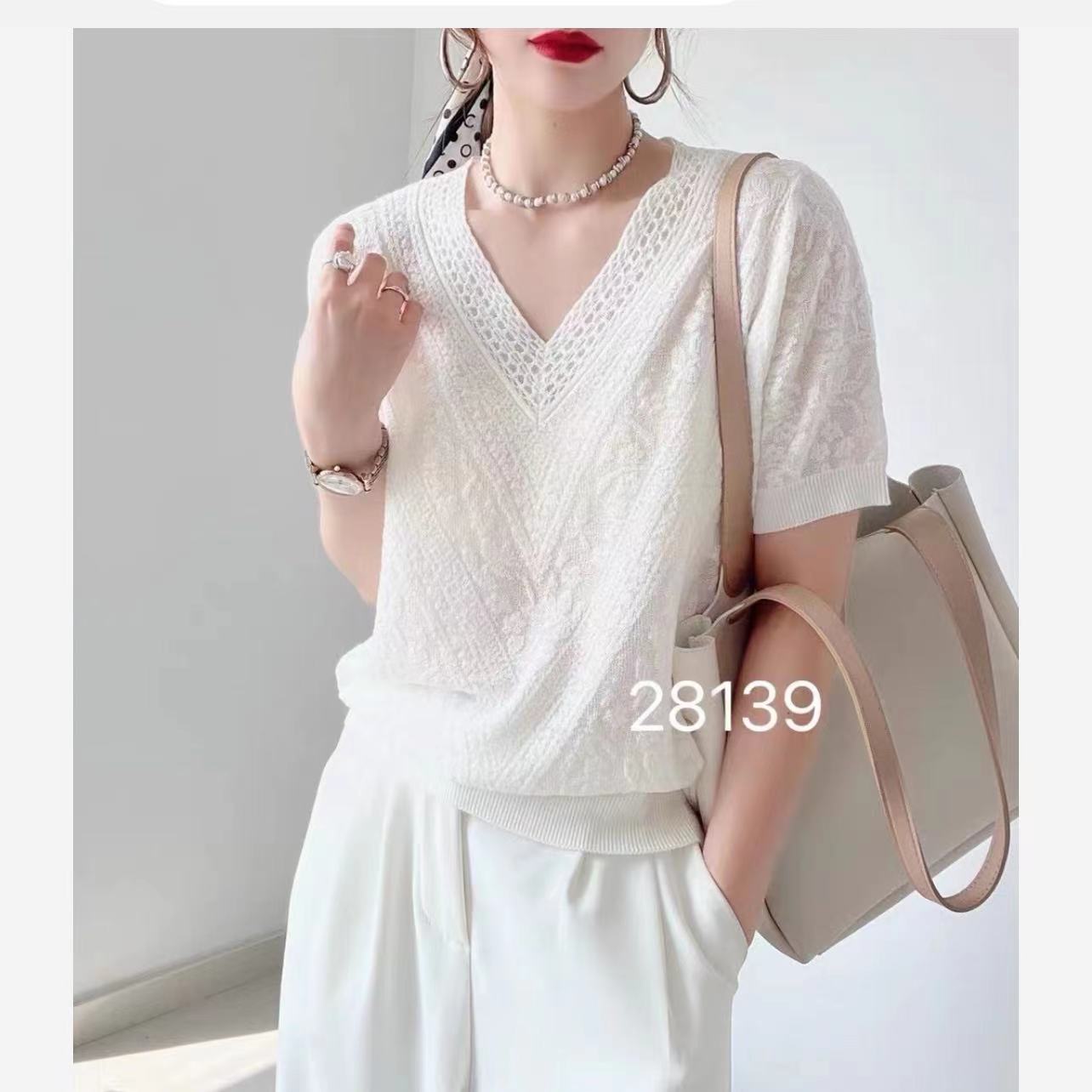 夏季精品2024年夏裝新款百搭寬鬆時尚顯瘦短袖針織衫