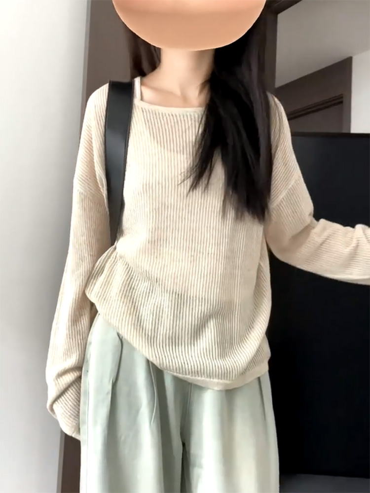 鏤空罩衫防曬上衣2024新款春季薄款長袖針織衫早春女裝慵懶風毛衣