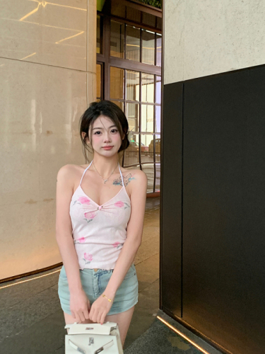 实拍 微醺玫瑰辣妹绑带蕾丝吊带复古纯欲修身上衣胸衣女