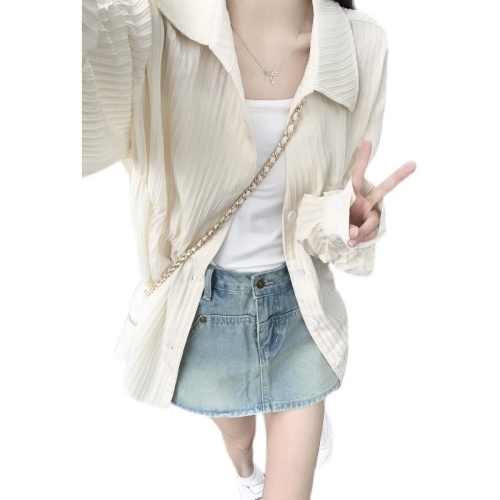 French sun protection shirt jacket women's summer design niche thin linen shirt cardigan texture top