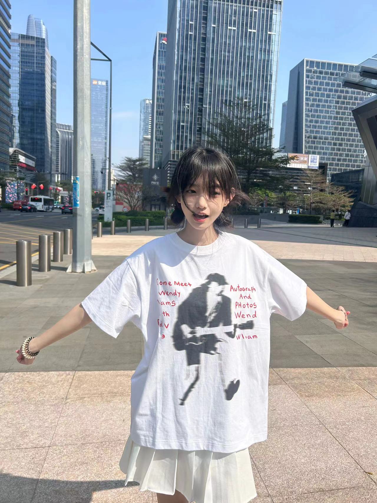 高質量純棉220克精梳緊密手感好直播品質前印花短袖t恤女