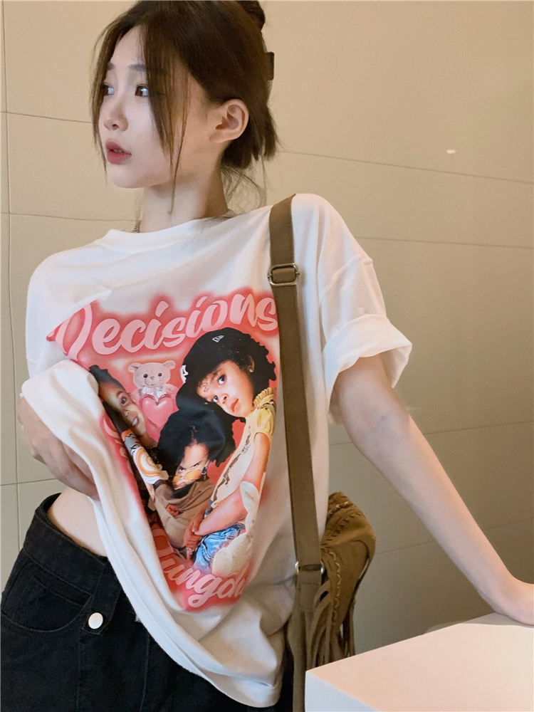 官圖220克/精梳純棉後包領有縫邊S-XXXL夏裝短袖T恤女