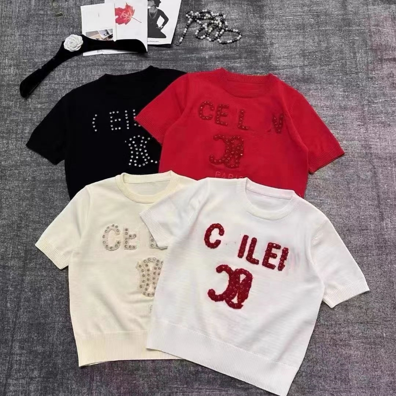 歐貨輕奢重工字母毛巾刺繡訂鑽圓領套頭針織衫女顯瘦寬鬆百搭上衣