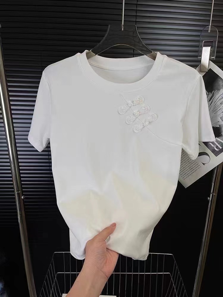 2024春夏新款新中式國風刺繡長袖T恤時尚百搭上衣女潮