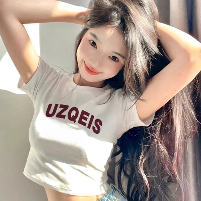 1*1純棉 高彈力美式夏季純欲辣妹短款修身小眾設計感別致上衣