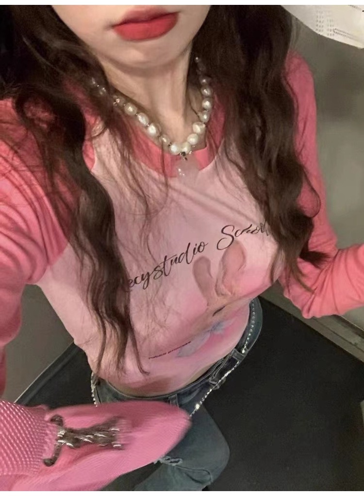 美式復古辣妹短款T恤修身顯瘦春夏季新款上衣女休閒