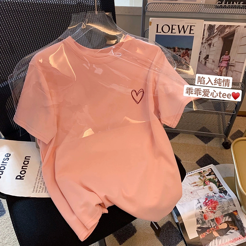 官圖220克/精梳純棉後包領有縫邊S-XXXL夏裝短袖T恤女