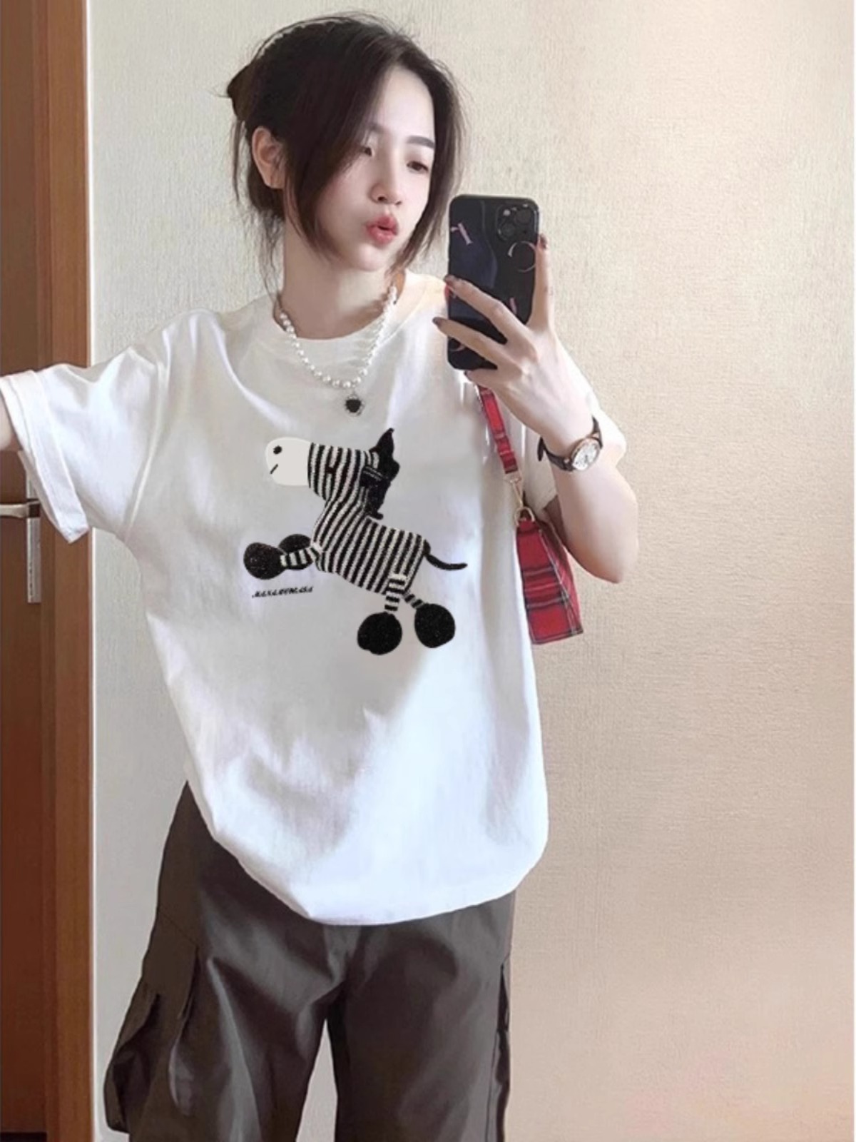 高質量純棉220克精梳緊密手感好直播品質前印花短袖t恤女