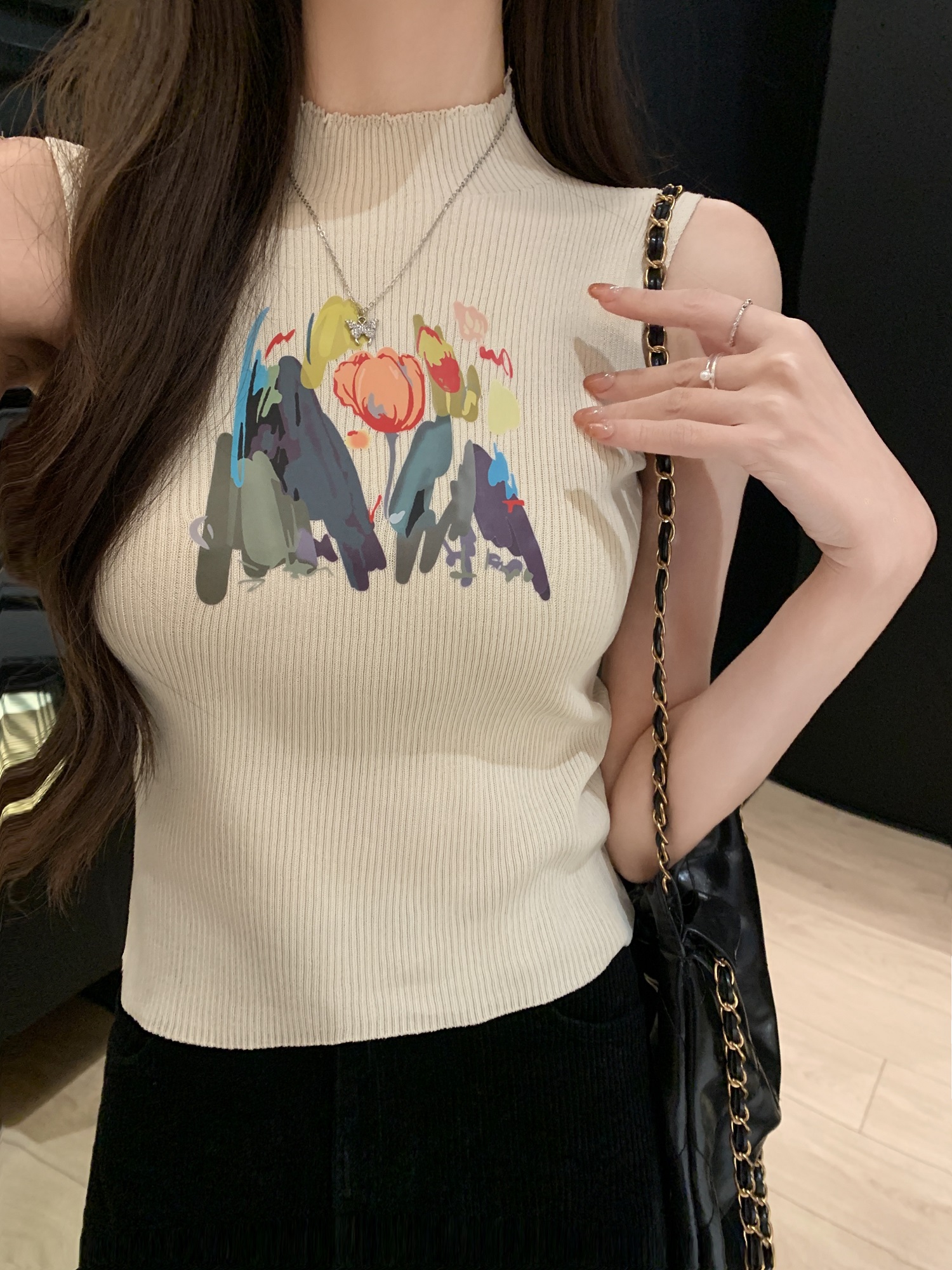 實拍針織小吊帶背心內搭春夏季外穿辣妹裝半高領無袖短款上衣