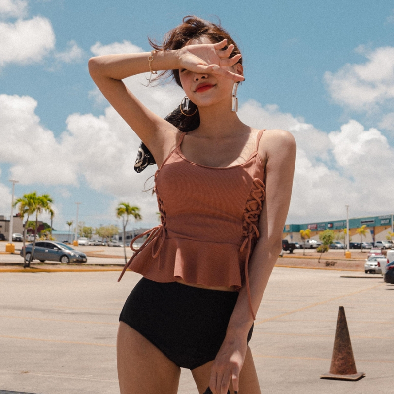 新款ins風分體女兩件套遮肚顯瘦性感比基尼可愛泡溫泉泳裝