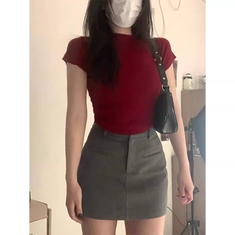 純棉210克40支奧代爾帶彈力直播品質 純色 修身短袖t恤女
