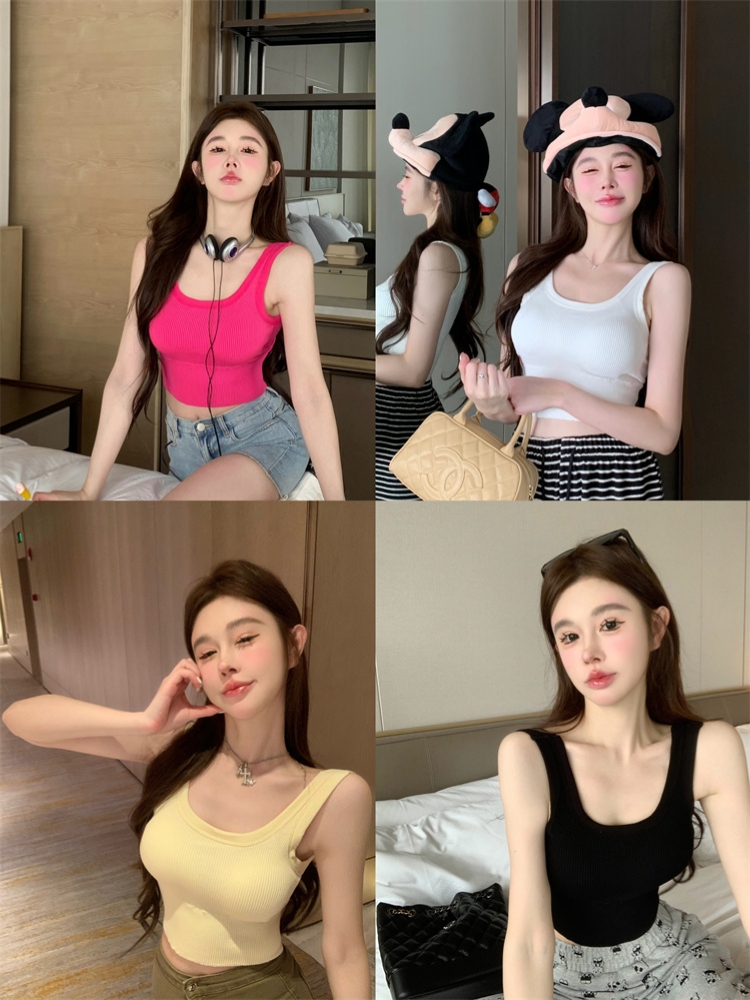 實拍～ 純色簡約帶胸墊內搭美背內衣運動無鋼圈抹胸女背心上衣