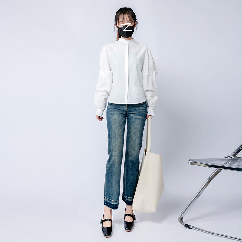 實拍~韓版懷舊復古水洗深藍小直筒牛仔褲女顯瘦2024年春秋長褲ins