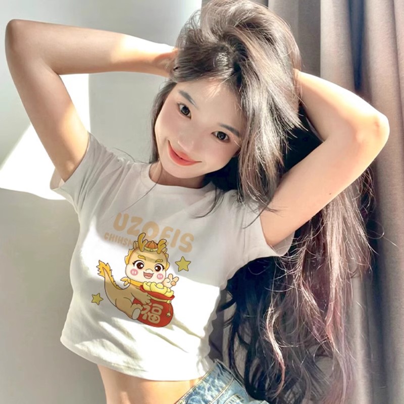 1*1純棉 高彈力美式夏季純欲辣妹短款修身小眾設計感別致上衣