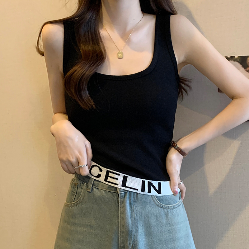 實拍大碼女裝春夏新款設計感外套內搭吊帶背心無袖拼接針織衫上衣