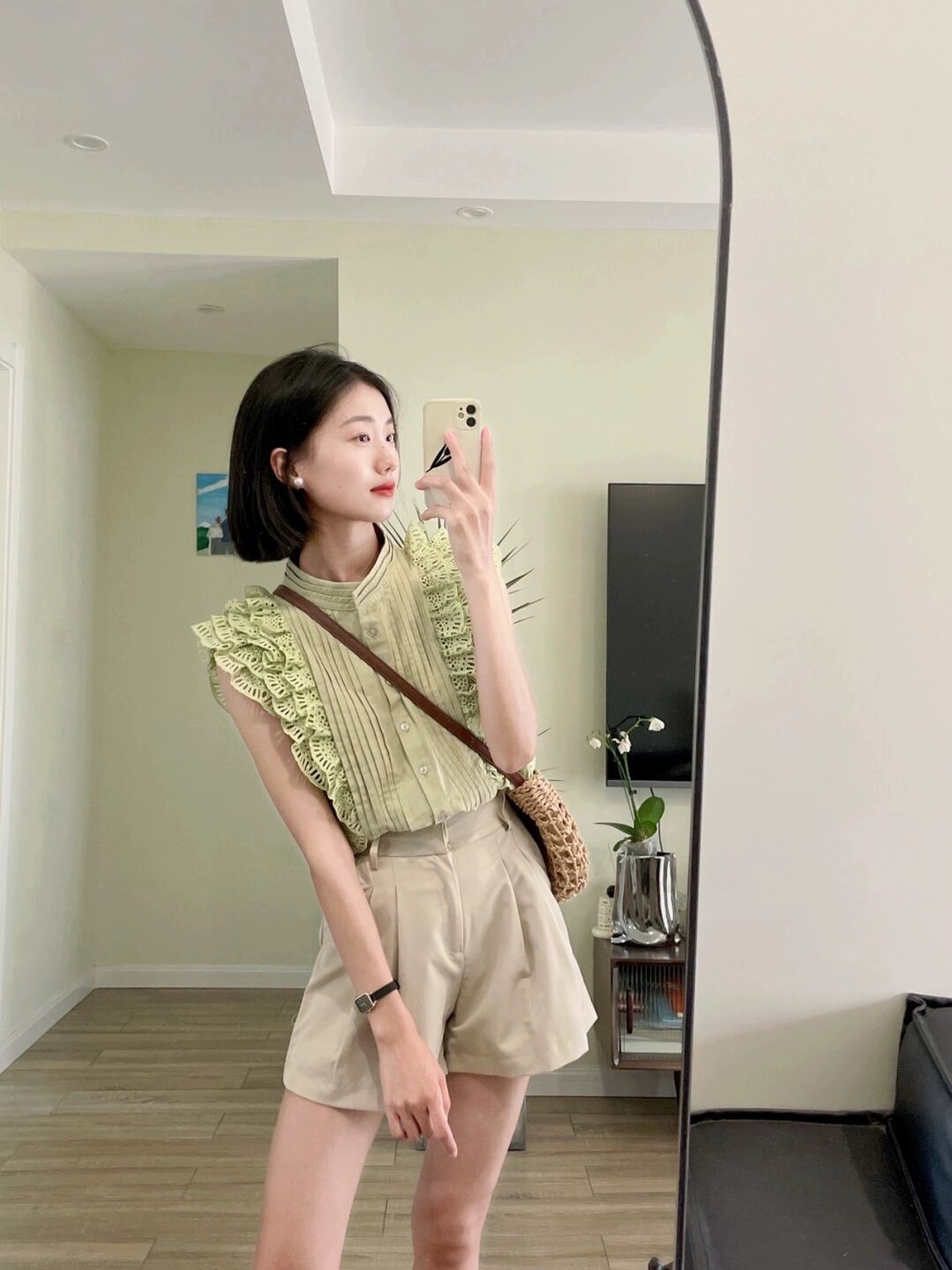 兩件套裝夏季新款法式輕熟風名媛小飛袖襯衫上衣女休閒短褲子炸街