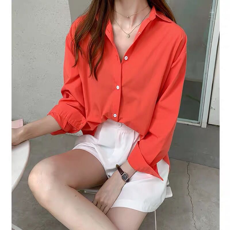 2024新款韓版簡約白襯衫女設計感小眾上衣寬鬆長袖襯衣打底衫