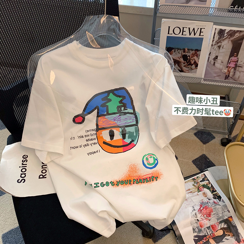官圖220克/精梳純棉後包領有縫邊S-XXXL夏裝短袖T恤女