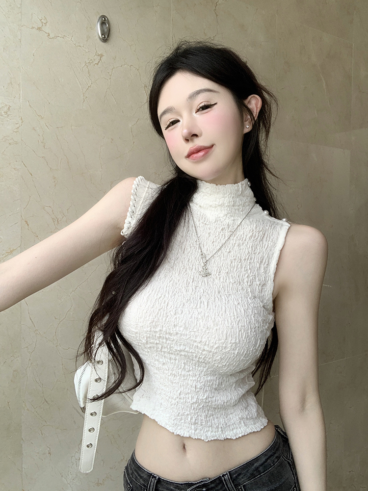 實拍 夏季無袖修身顯瘦肌理時髦百搭內搭外穿時尚背心女