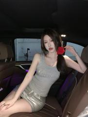 Real shot hot girl flashing diamond letter tight-fitting slimming versatile casual outerwear tank top for women