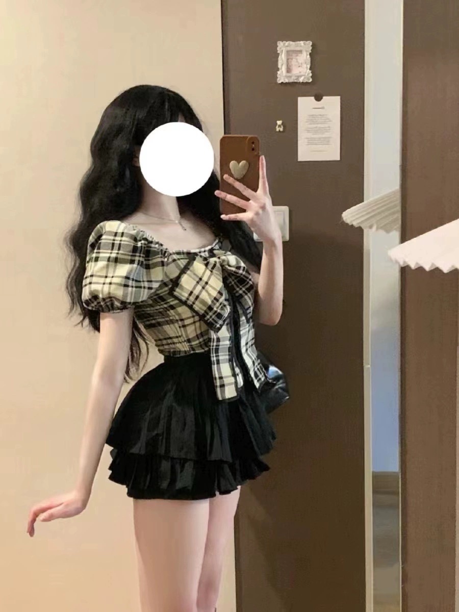 夏裝搭配一整套小個子高級感辣妹純欲韓劇學院風上衣裙子兩件套裝
