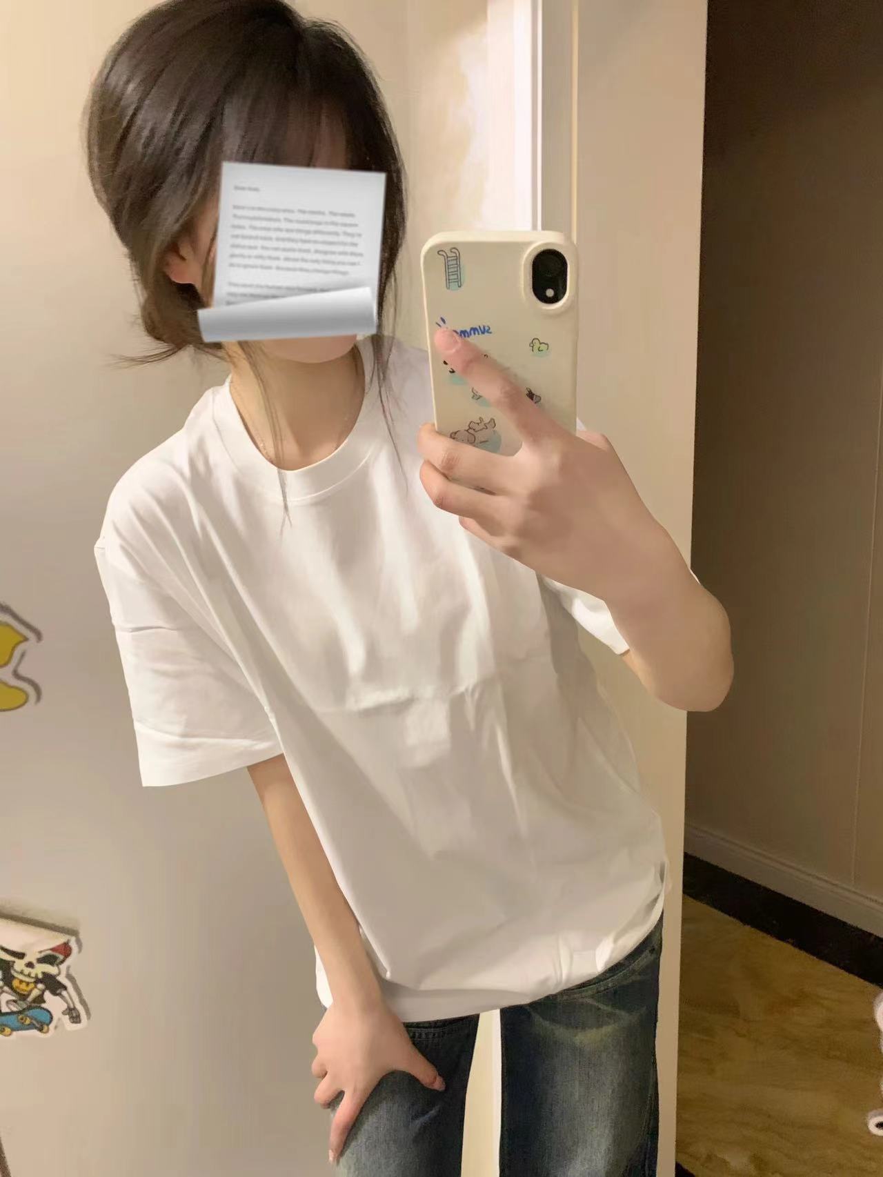 高質量純棉220克精梳緊密手感好直播品質 純色短袖t恤女