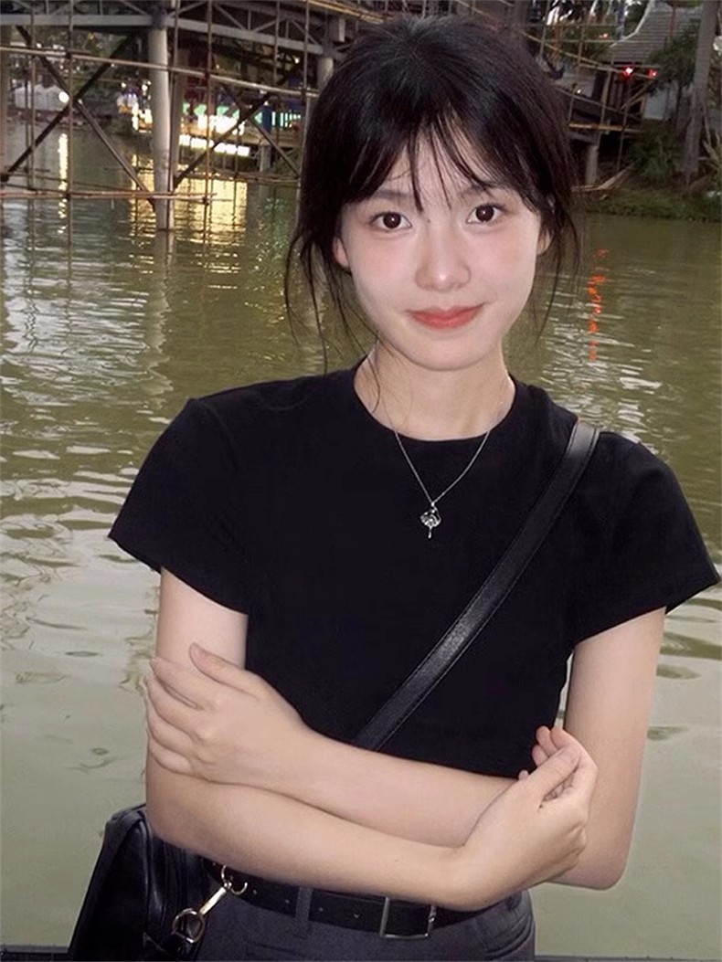 純棉210克40支奧代爾帶彈力直播品質 純色 修身短袖t恤女