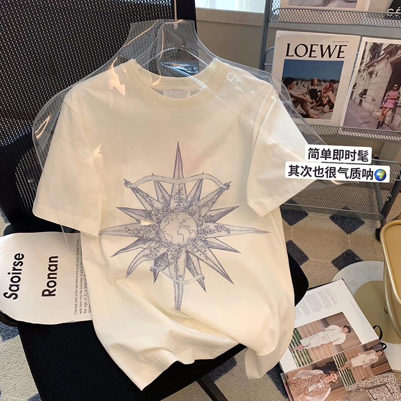 官圖220克/精梳純棉後包領有縫邊S-XXXL夏裝短袖T恤女