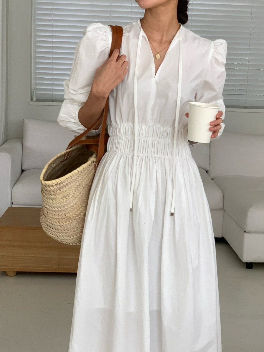 Size update chic spring Korean style new waist slimming casual versatile V-neck solid color long-sleeved dress