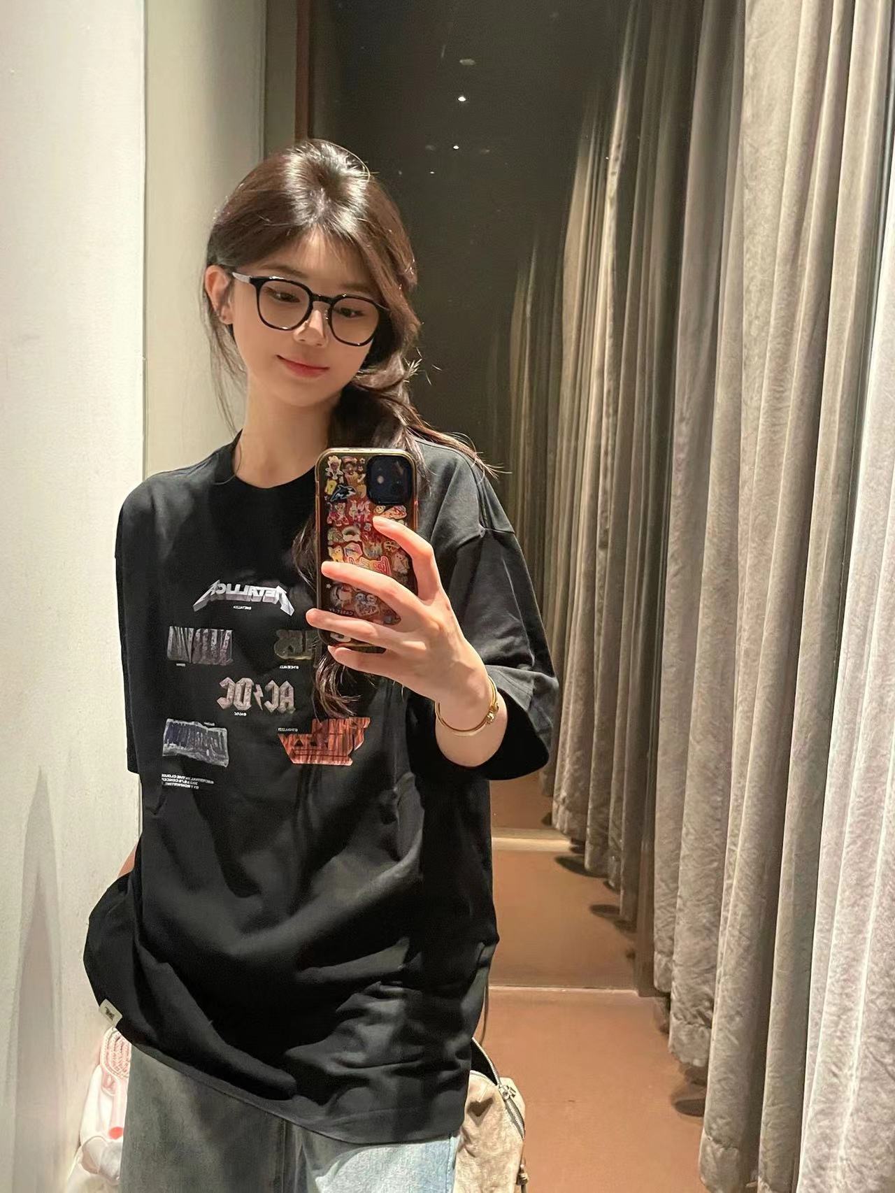 高質量純棉220克精梳緊密手感好直播品質前印花短袖t恤女