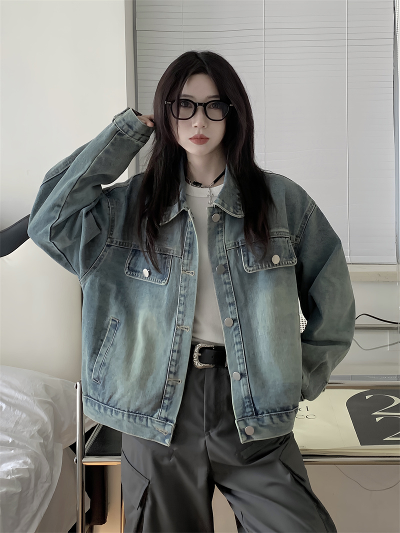 牛仔外套女2024年新款寬鬆百搭小個子ins潮短款牛仔上衣服
