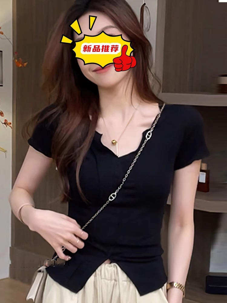 Official picture 40 g pure cotton niche summer new short-sleeved T-shirt elastic top