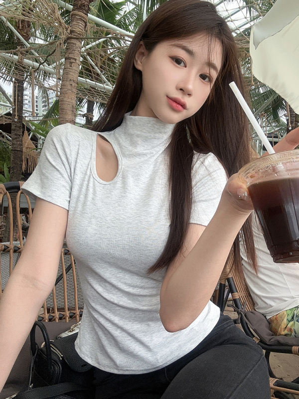 實拍~純欲風修身顯瘦短款短袖T恤女上衣