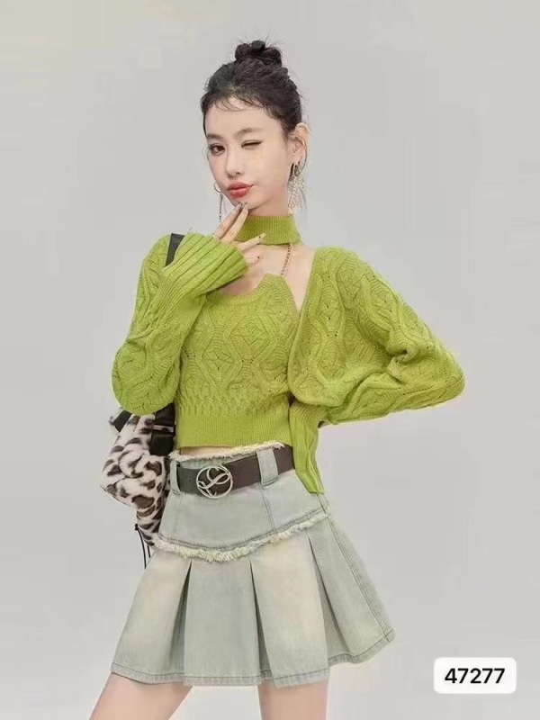 2024夏季新款性感辣妹鏈條掛脖針織吊帶