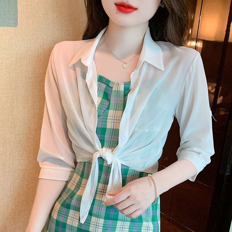 已出貨小披肩外套女2024春夏新款小肩百搭雪紡防曬衣短款外搭開衫