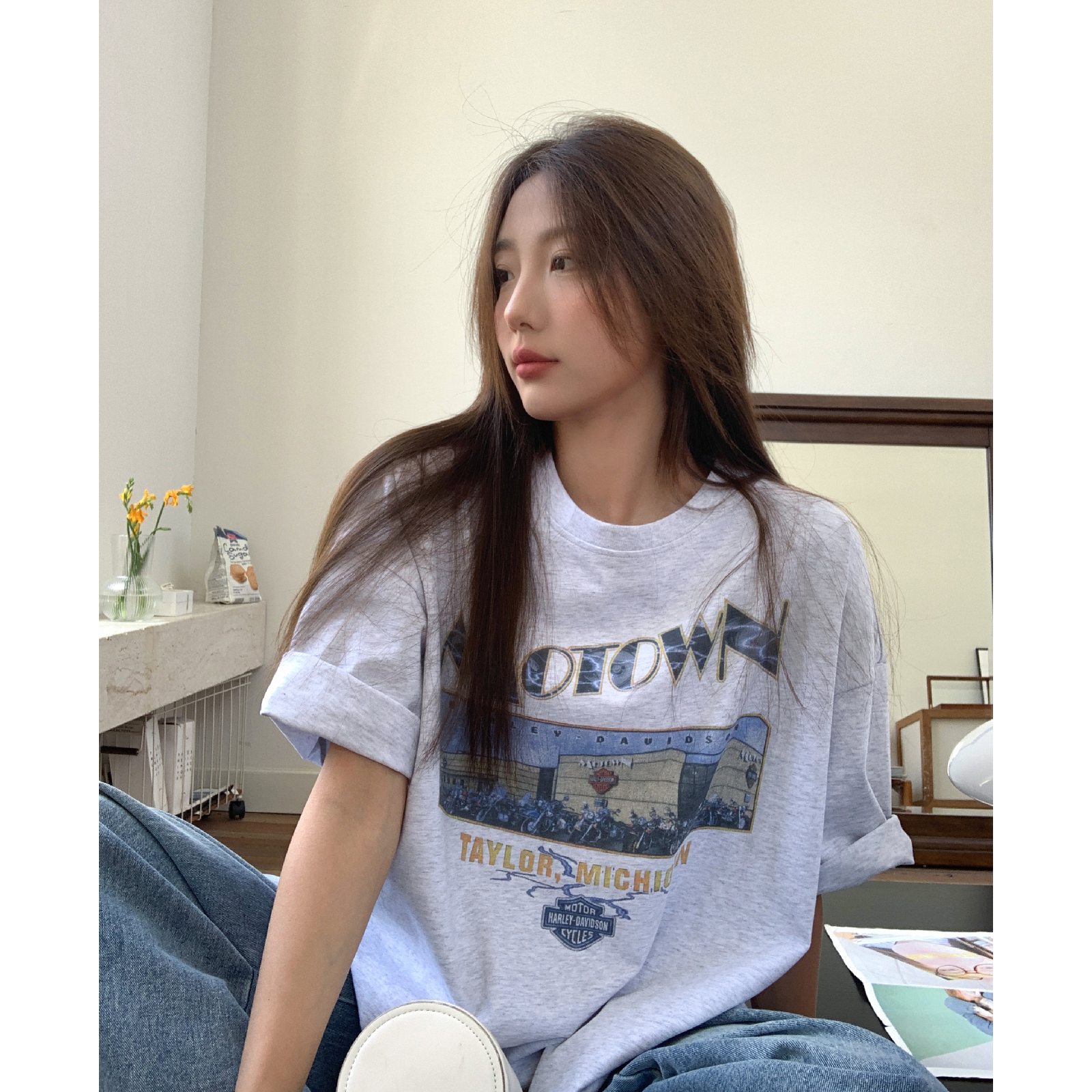 Official picture 220g/combed cotton back collar with seamed edge S-XXXL summer short-sleeved T-shirt for women