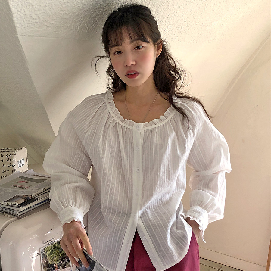 花邊娃娃領 寬鬆可愛少女襯衫